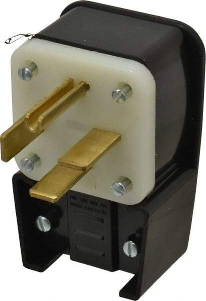 Leviton - 250 VAC, 50 Amp, 15-50P NEMA, Angled, Self Grounding, Industrial Grade Plug - 3 Pole, 4 Wire, 3 Phase, Nylon, Black - Americas Industrial Supply