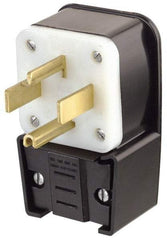 Leviton - 125/250 VAC, 30 Amp, 14-30P NEMA, Angled, Self Grounding, Industrial Grade Plug - 3 Pole, 4 Wire, 1 Phase, Nylon, Black - Americas Industrial Supply