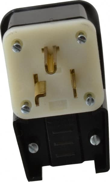 Leviton - 125 VAC, 30 Amp, 5-30P NEMA, Angled, Self Grounding, Industrial Grade Plug - 2 Pole, 3 Wire, 1 Phase, Nylon, Black - Americas Industrial Supply