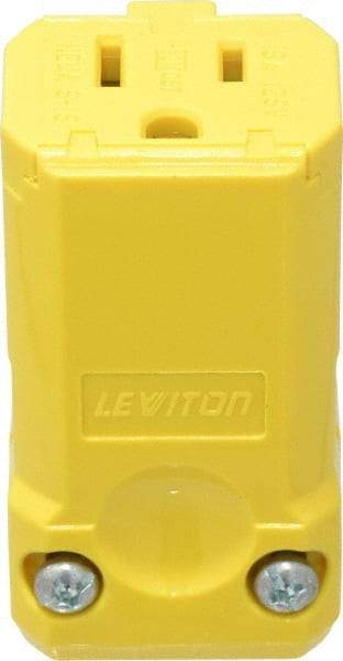 Leviton - 125 VAC, 15 Amp, 5-15R NEMA, Valise, Self Grounding, Industrial Grade Connector - 2 Pole, 3 Wire, 1 Phase, Nylon, Yellow - Americas Industrial Supply