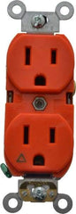 Leviton - 125 VAC, 15 Amp, 5-15R NEMA Configuration, Orange, Industrial Grade, Isolated Ground Duplex Receptacle - 1 Phase, 2 Poles, 3 Wire, Flush Mount, Tamper Resistant - Americas Industrial Supply