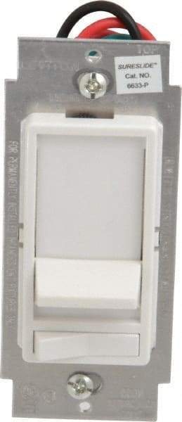 Leviton - 1 Pole, 120 VAC, 60 Hz, 600 Watt, Residential Grade, Rocker, Wall and Dimmer Light Switch - 1.73 Inch Wide x 4.13 Inch High, Incandescent - Americas Industrial Supply