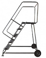 Ballymore - 83" 5 Step Ladder - Rolling Safety Ladder, 300 Lb Capacity, 50" Platform Height, 24" Base Width x 43" Depth, Solid Ribbed Tread - Americas Industrial Supply