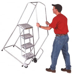 Ballymore - 58-1/2" 3 Step Ladder - 300 Lb Capacity, 28-1/2" Platform Height, 20" Base Width x 25" Depth, Heavy-Duty Serrated Grating - Americas Industrial Supply