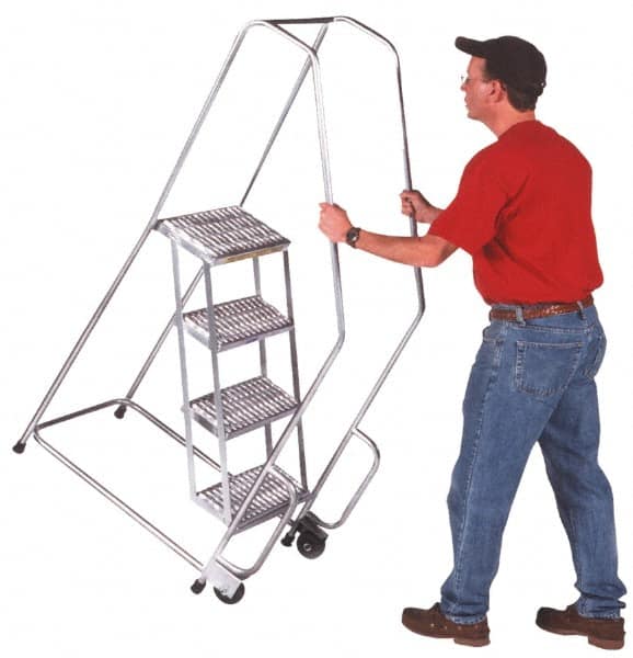 Ballymore - 68" 4 Step Ladder - 300 Lb Capacity, 38" Platform Height, 20" Base Width x 31" Depth, Heavy-Duty Serrated Grating - Americas Industrial Supply