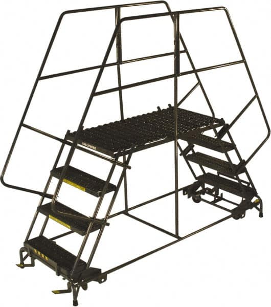 Ballymore - 68" 3 Step Double Entry Work Platform - Rolling Work Platform, 800 Lb Capacity, 30" Platform Height, 33" Base Width x 96" Base Depth, Grip Strut - Americas Industrial Supply