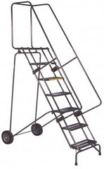 Ballymore - 153" 12 Step Ladder - 350 Lb Capacity, 120" Platform Height, 30" Base Width x 88" Base Depth, Perforated Tread - Americas Industrial Supply