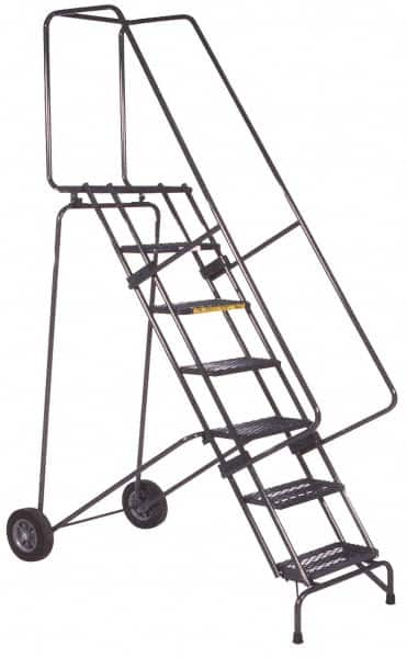 Ballymore - 133" 10 Step Ladder - 350 Lb Capacity, 100" Platform Height, 30" Base Width x 76" Base Depth, Perforated Tread - Americas Industrial Supply