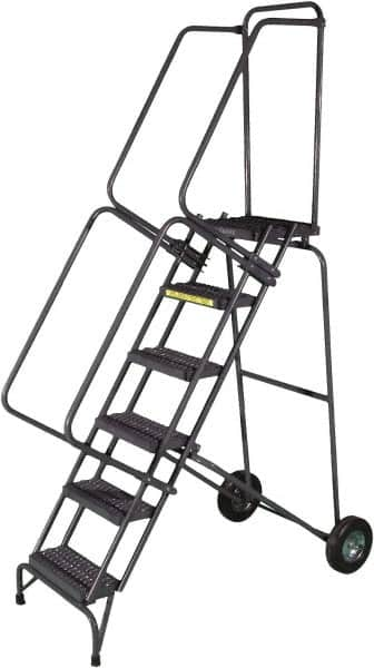 Ballymore - 93" 6 Step Ladder - 350 Lb Capacity, 60" Platform Height, 30" Base Width x 52" Base Depth, Heavy-Duty Serrated Grating - Americas Industrial Supply