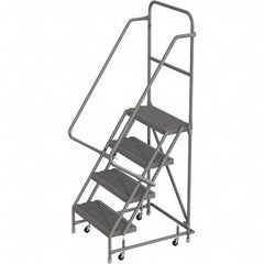 TRI-ARC - 76" 4 Step Rolling Platform Ladder - 450 Lb Capacity, 40" Platform Height, 30" Base Width x 35" Depth, Serrated Tread - Americas Industrial Supply