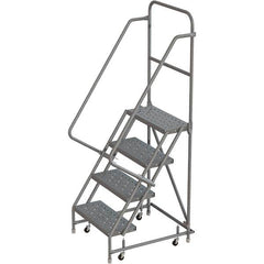 TRI-ARC - 76" 4 Step Rolling Platform Ladder - 450 Lb Capacity, 40" Platform Height, 30" Base Width x 35" Depth, Perforated Tread - Americas Industrial Supply