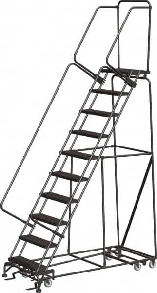 Ballymore - 133" 10 Step All-Directional Ladder - Rolling Safety Ladder, 450 Lb Capacity, 100" Platform Height, 32" Base Width x 74" Depth, Heavy-Duty Serrated Grating - Americas Industrial Supply