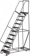 Ballymore - 143" 11 Step All-Directional Ladder - Rolling Safety Ladder, 450 Lb Capacity, 110" Platform Height, 32" Base Width x 80" Depth, Expanded Metal Tread - Americas Industrial Supply