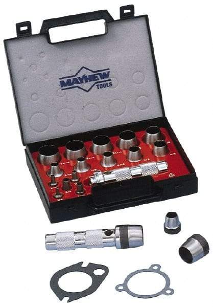 Mayhew - 31 Piece, 3 to 50mm, Hollow Punch Set - Comes in Plastic Holder - Americas Industrial Supply