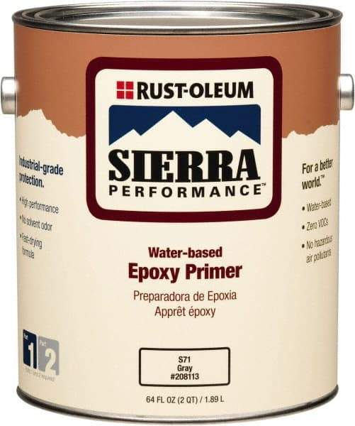 Rust-Oleum - 1 Gal Gray Water-Based Acrylic Enamel Primer - 215 to 320 Sq Ft Coverage, 3 gL Content, Quick Drying, Interior/Exterior - Americas Industrial Supply