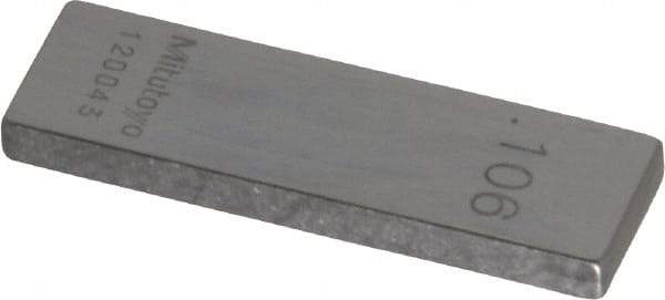 Mitutoyo - 0.106" Rectangular Steel Gage Block - Accuracy Grade AS-1, Includes Certificate of Inspection - Americas Industrial Supply