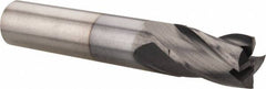 Hertel - 7/16", 5/8" LOC, 7/16" Shank Diam, 2-1/2" OAL, 4 Flute, Solid Carbide Square End Mill - Single End, TiCN Finish, Spiral Flute, 30° Helix, Centercutting, Right Hand Cut, Right Hand Flute - Americas Industrial Supply