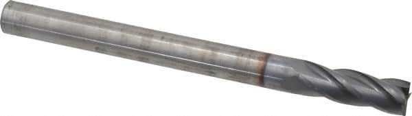 Hertel - 1/2", 1-1/2" LOC, 1/2" Shank Diam, 6" OAL, 4 Flute, Solid Carbide Square End Mill - Single End, TiCN Finish, Spiral Flute, 30° Helix, Centercutting, Right Hand Cut, Right Hand Flute - Americas Industrial Supply
