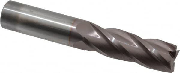 Hertel - 1", 3" LOC, 1" Shank Diam, 6" OAL, 4 Flute, Solid Carbide Square End Mill - Single End, TiCN Finish, Spiral Flute, 30° Helix, Centercutting, Right Hand Cut, Right Hand Flute - Americas Industrial Supply