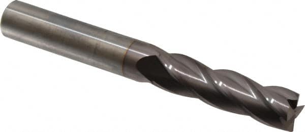 Hertel - 5/8", 2-1/4" LOC, 5/8" Shank Diam, 5" OAL, 4 Flute, Solid Carbide Square End Mill - Single End, TiCN Finish, Spiral Flute, 30° Helix, Centercutting, Right Hand Cut, Right Hand Flute - Americas Industrial Supply