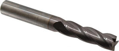 Hertel - 5/8", 2-1/4" LOC, 5/8" Shank Diam, 5" OAL, 4 Flute, Solid Carbide Square End Mill - Single End, TiCN Finish, Spiral Flute, 30° Helix, Centercutting, Right Hand Cut, Right Hand Flute - Americas Industrial Supply