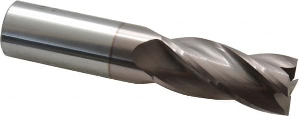 Hertel - 1", 2-1/4" LOC, 1" Shank Diam, 5" OAL, 4 Flute, Solid Carbide Square End Mill - Single End, TiCN Finish, Spiral Flute, 30° Helix, Centercutting, Right Hand Cut, Right Hand Flute - Americas Industrial Supply
