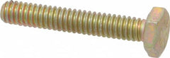 Made in USA - 1/4-20 UNC, 1-1/2" Length Under Head Hex Head Cap Screw - Fully Threaded, Grade 8 Alloy Steel, Zinc Yellow Dichromate Finish, 7/16" Hex - Americas Industrial Supply