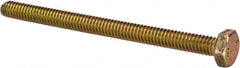 Made in USA - 1/4-20 UNC, 3-1/2" Length Under Head Hex Head Cap Screw - Fully Threaded, Grade 8 Alloy Steel, Zinc Yellow Dichromate Finish, 7/16" Hex - Americas Industrial Supply