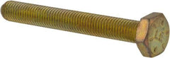 Made in USA - 1/4-28 UNF, 2" Length Under Head Hex Head Cap Screw - Fully Threaded, Grade 8 Alloy Steel, Zinc Yellow Dichromate Finish, 7/16" Hex - Americas Industrial Supply
