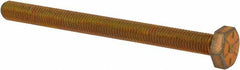 Made in USA - 1/4-28 UNF, 3" Length Under Head Hex Head Cap Screw - Fully Threaded, Grade 8 Alloy Steel, Zinc Yellow Dichromate Finish, 7/16" Hex - Americas Industrial Supply