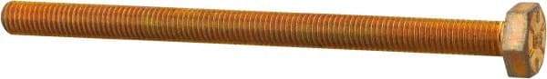 Made in USA - 1/4-28 UNF, 3-1/2" Length Under Head Hex Head Cap Screw - Fully Threaded, Grade 8 Alloy Steel, Zinc Yellow Dichromate Finish, 7/16" Hex - Americas Industrial Supply