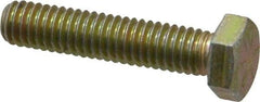 Made in USA - 5/16-18 UNC, 1-1/2" Length Under Head Hex Head Cap Screw - Fully Threaded, Grade 8 Alloy Steel, Zinc Yellow Dichromate Finish, 1/2" Hex - Americas Industrial Supply