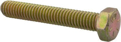 Made in USA - 5/16-18 UNC, 2" Length Under Head Hex Head Cap Screw - Fully Threaded, Grade 8 Alloy Steel, Zinc Yellow Dichromate Finish, 1/2" Hex - Americas Industrial Supply