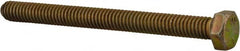 Made in USA - 5/16-18 UNC, 3-1/2" Length Under Head Hex Head Cap Screw - Fully Threaded, Grade 8 Alloy Steel, Zinc Yellow Dichromate Finish, 1/2" Hex - Americas Industrial Supply