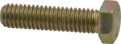 Made in USA - 3/8-16 UNC, 1-1/2" Length Under Head Hex Head Cap Screw - Fully Threaded, Grade 8 Alloy Steel, Zinc Yellow Dichromate Finish, 9/16" Hex - Americas Industrial Supply
