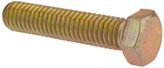 Made in USA - 3/8-16 UNC, 1-3/4" Length Under Head Hex Head Cap Screw - Fully Threaded, Grade 8 Alloy Steel, Zinc Yellow Dichromate Finish, 9/16" Hex - Americas Industrial Supply