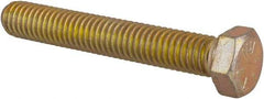 Made in USA - 3/8-16 UNC, 2-1/2" Length Under Head Hex Head Cap Screw - Fully Threaded, Grade 8 Alloy Steel, Zinc Yellow Dichromate Finish, 9/16" Hex - Americas Industrial Supply