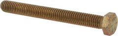 Made in USA - 3/8-16 UNC, 3-1/2" Length Under Head Hex Head Cap Screw - Fully Threaded, Grade 8 Alloy Steel, Zinc Yellow Dichromate Finish, 9/16" Hex - Americas Industrial Supply