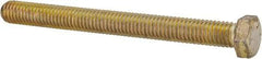 Made in USA - 3/8-16 UNC, 4" Length Under Head Hex Head Cap Screw - Fully Threaded, Grade 8 Alloy Steel, Zinc Yellow Dichromate Finish, 9/16" Hex - Americas Industrial Supply