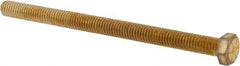 Made in North America - 3/8-16 UNC, 5-1/2" Length Under Head Hex Head Cap Screw - Fully Threaded, Grade 8 Alloy Steel, Zinc Yellow Dichromate Finish, 9/16" Hex - Americas Industrial Supply