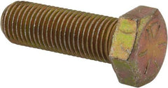 Made in North America - 3/8-24 UNF, 1-1/8" Length Under Head Hex Head Cap Screw - Partially Threaded, Grade 8 Alloy Steel, Zinc Yellow Dichromate Finish, 9/16" Hex - Americas Industrial Supply