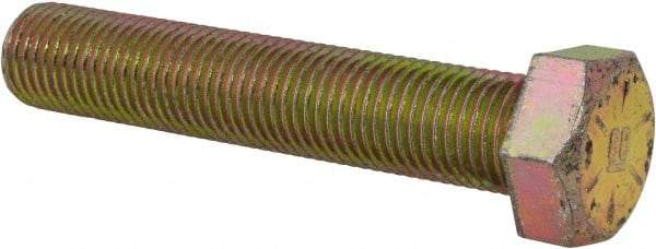 Made in USA - 3/8-24 UNF, 2" Length Under Head Hex Head Cap Screw - Fully Threaded, Grade 8 Alloy Steel, Zinc Yellow Dichromate Finish, 9/16" Hex - Americas Industrial Supply