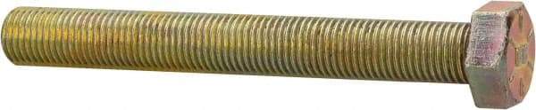Made in USA - 3/8-24 UNF, 3" Length Under Head Hex Head Cap Screw - Fully Threaded, Grade 8 Alloy Steel, Zinc Yellow Dichromate Finish, 9/16" Hex - Americas Industrial Supply