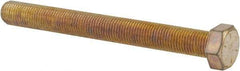 Made in USA - 3/8-24 UNF, 3-1/2" Length Under Head Hex Head Cap Screw - Fully Threaded, Grade 8 Alloy Steel, Zinc Yellow Dichromate Finish, 9/16" Hex - Americas Industrial Supply