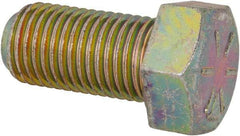 Made in USA - 7/16-20 UNF, 7/8" Length Under Head Hex Head Cap Screw - Fully Threaded, Grade 8 Alloy Steel, Zinc Yellow Dichromate Finish, 5/8" Hex - Americas Industrial Supply