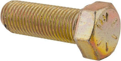 Made in USA - 7/16-20 UNF, 1-1/4" Length Under Head Hex Head Cap Screw - Fully Threaded, Grade 8 Alloy Steel, Zinc Yellow Dichromate Finish, 5/8" Hex - Americas Industrial Supply