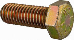 Made in North America - 1/2-13 UNC, 1-3/8" Length Under Head Hex Head Cap Screw - Fully Threaded, Grade 8 Alloy Steel, Zinc Yellow Dichromate Finish, 3/4" Hex - Americas Industrial Supply