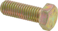 Made in USA - 1/2-13 UNC, 1-1/2" Length Under Head Hex Head Cap Screw - Fully Threaded, Grade 8 Alloy Steel, Zinc Yellow Dichromate Finish, 3/4" Hex - Americas Industrial Supply