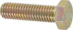 Made in USA - 1/2-13 UNC, 1-3/4" Length Under Head Hex Head Cap Screw - Fully Threaded, Grade 8 Alloy Steel, Zinc Yellow Dichromate Finish, 3/4" Hex - Americas Industrial Supply