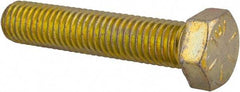Made in USA - 1/2-13 UNC, 2-1/2" Length Under Head Hex Head Cap Screw - Fully Threaded, Grade 8 Alloy Steel, Zinc Yellow Dichromate Finish, 3/4" Hex - Americas Industrial Supply